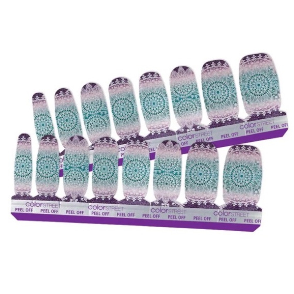 Color Street Teal and Purple Press-On Nails Drop and Give me Zen